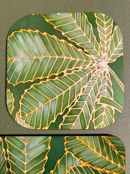 Green Leaves Placemats & Coasters - Green Table Mats & Coasters - green glass chopping boards