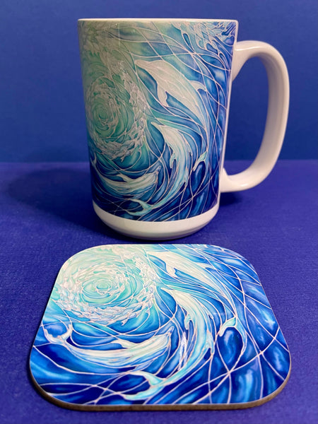 Blue Dolphins Mug and Coaster - Extra Large & Regular Mug Sizes Dolphin Lovers Mug Gift Box Set -