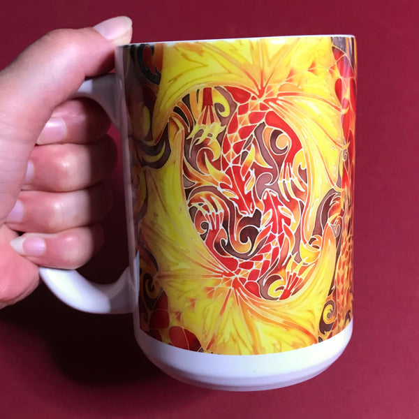 Magical Red Dragons Mug and Coaster - Extra Large Dragon Lovers Mug Gift Box Set