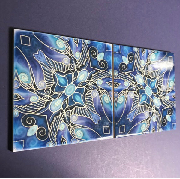Deep Blue ‘Swallows Dance’ Tiles - Strong Art Deco Style 6x6” ceramic tile.