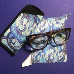 Blue Dragons Glasses Cover & Cleaning Cloth - slip-on padded cover for glasses - Reading or Large Glasses Case