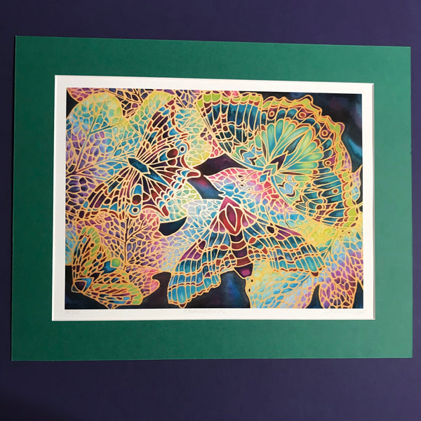 Rich Earthy Butterflies Art Print - Caramel and Moss Coloured Art
