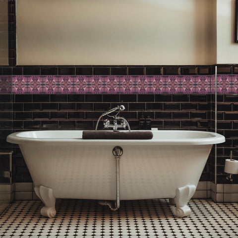Dark Gothic Plum Butterfly Tiles - Beautiful Ceramic Bohemian Tiles - Kitchen Bathroom Tiles