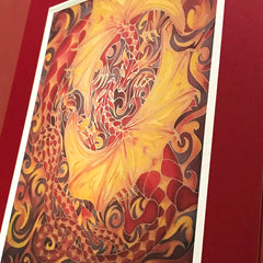 Red Intertwined Dragons Print - Mythical Creatures Art Print - Fiery Red Dragons Print