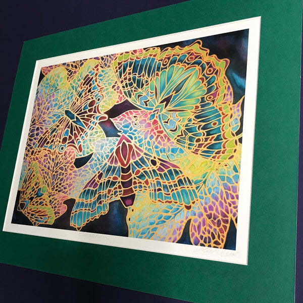 Rich Earthy Butterflies Art Print - Caramel and Moss Coloured Art