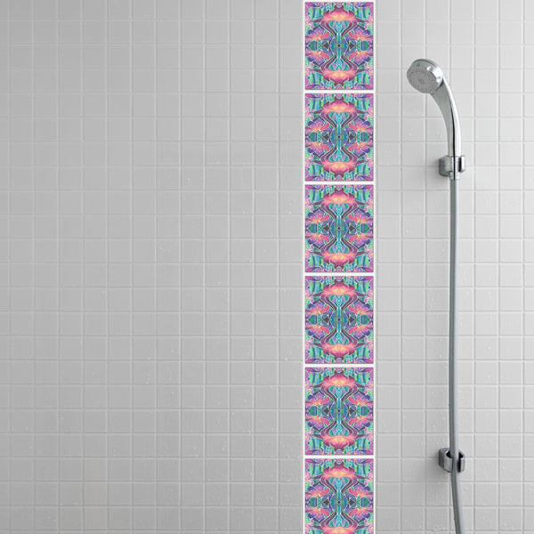 Art Nouveau Purpke Iris Tiles -  Ceramic Bohemian Decorative 6x8”  Tiles - Kitchen Bathroom Tiles
