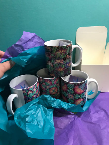 Purple Irises Set of 4 Mugs or Mug and Coaster Box Sets -  Mug Gift