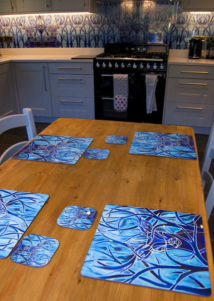 Dramatic Intertwined Dragons Round Table Mats & Coasters - Table Mats