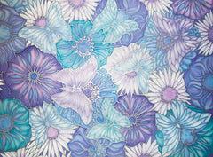 Butterfly Flowers Original Silk Painting - hand painted silk butterflies - lilacs pale blue art