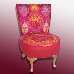 SOLD Pink Orchid Bedroom Chair - Pink Red Small Chair - Bespoke Upholstery.
