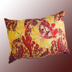 Red Dragon Family Cushion - Rich Reds and Yellow Pillow - Dragon Lovers Cushion Gift