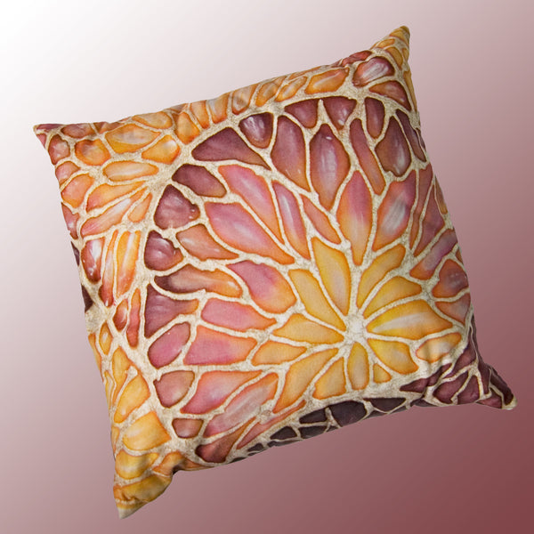 Bees & Flowers Cushion - plum, caramel and terracotta cushion - Bee Throw Pillow