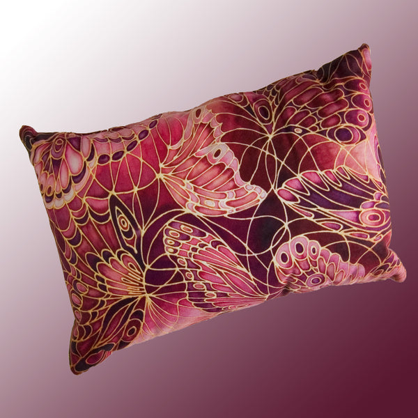Butterflies Cushion - Deep Plum Accent Cushion - butterflies pillow - Designer Pillow
