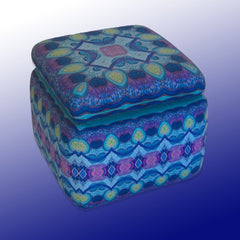 SOLD Dramatic Footstool Persian Style Design - Rich Blue Green Footstool - Bespoke Upholstery.