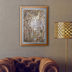 SOLD - Hidden Owl Silk Painting - Owl Original Art - Wildlife Art