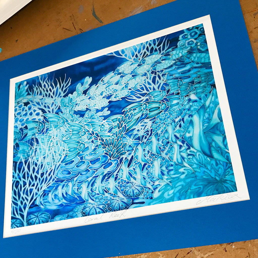 Coral Reef Art Print - signed Print - limited Edition Print - blue coral reef -maeikie designs