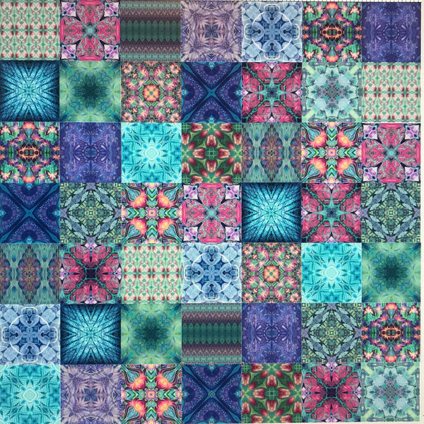 Cool Bohemian Mixed Set of 50 Ceramic Tiles - Blue Green Purple Turquoise Bright Bohemian Kitchen Tiles