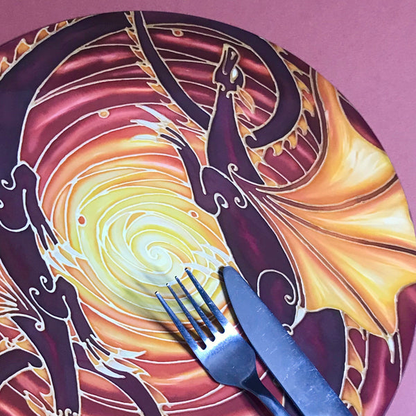 Dramatic Sun Dragons Round Table Mats & Coasters - Table Mats