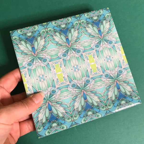 Nouveau Style Mint Green Butterfly Tiles - Beautiful Green Turquoise Tiles - Bohemian Ceramic printed  Tiles