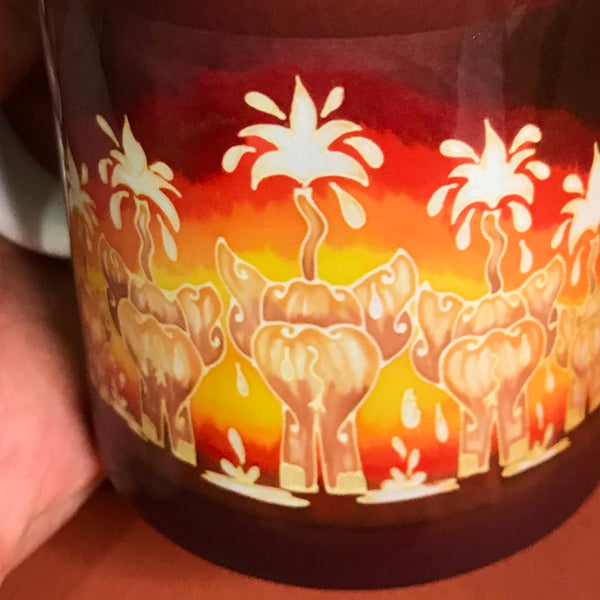 Elephant Mug and Coaster box set or mug only - Red Mug Set - Elephant family Mug Gift