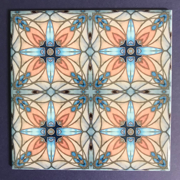 Italian Style Tiles - contemporary tile in blue grey and terracotta sand - Echoes of Assisi - 6x6"