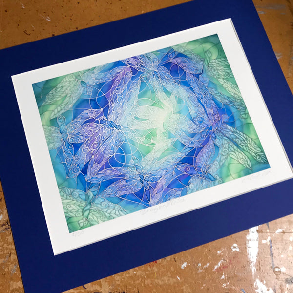 Blue Green Dragonfly Art Print - Intricate Lace Wing Print - Bathroom Art