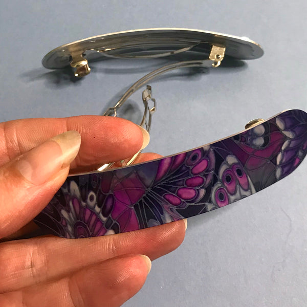 Contemporary Purple and Grey Butterfly Hair Clip