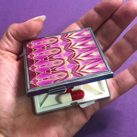 Pink Persian style Large Pill Box - Stud Earing Jewellery Box