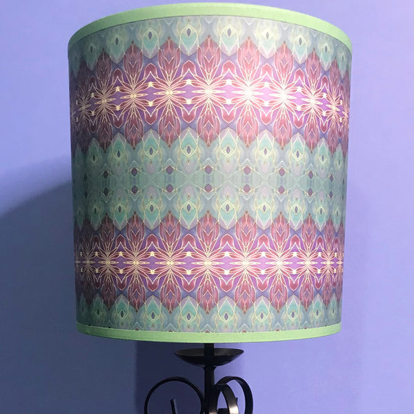 Purple Turkish Blue Persian Orchid Contemporary Lamp Shade - Mediterranean Blue Drum Shade - Atmospheric lighting