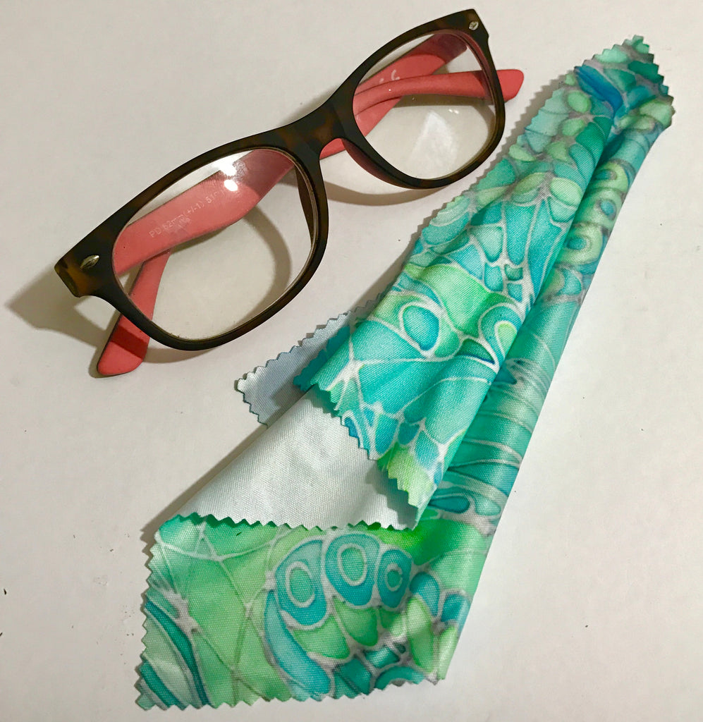 green glasses cleaning cloth - pretty butterfly cleaning cloth - phone screen cleaning cloth.