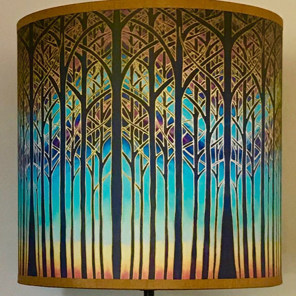 Deco Trees Contemporary Lamp Shade - Stag in Trees Effect Drum Shade - Atmospheric lighting