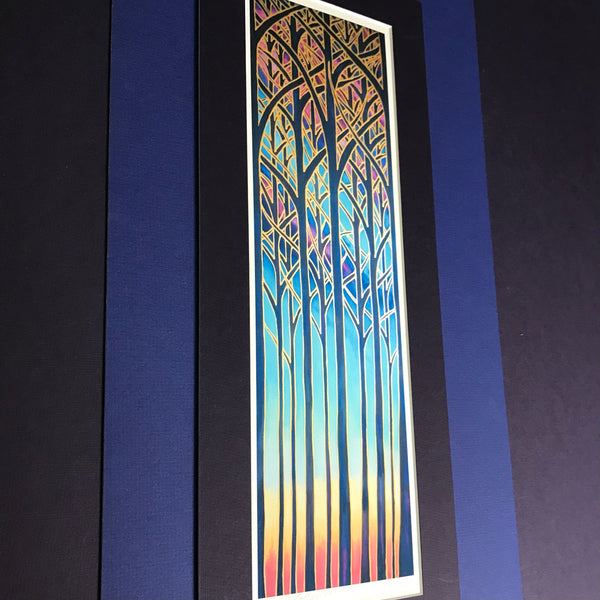 Cathedral Trees Signed Print - Blue Purple Turquoise Red Forest Print Art