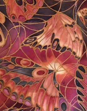 Deep and Moody Butterfly Heaven Painting - Butterflies hand painted silk  -  Dramatic Original Art