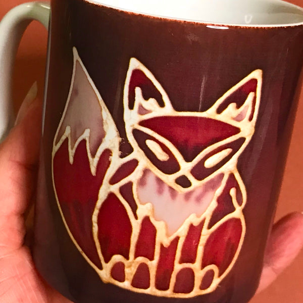Cute Fox Mug & Coaster - Fox Mug Box Set - Red Chocolate Fox Mug - Fox Lovers Mug Gift