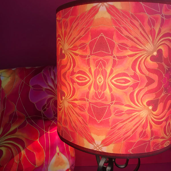 Orchid Kaleidoscope Pink Sunset Coloured Lampshade - Ceiling or Table Drum Shade - Atmospheric Lamp Shade