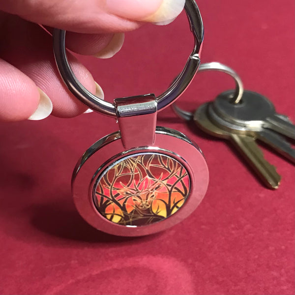 Red Stag Key Ring - Nature Lovers Gift for Him - Present for Dad