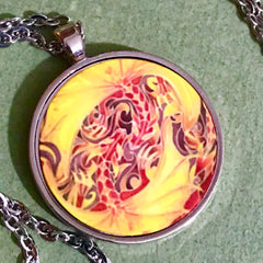 Red Kissing Dragons Pendant - Fiery Red Dragon Necklace - Affordable gift