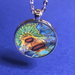 Bumble Bee Necklace - Honey Bee and Flowers Pendant - Affordable gift