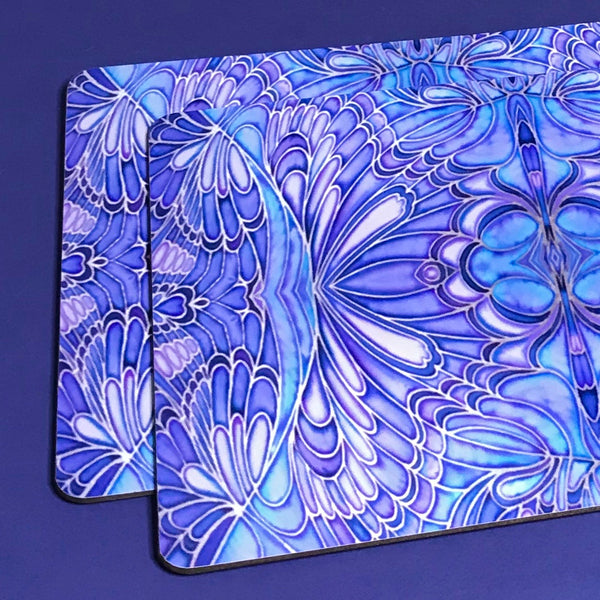 Soft Blue Lilac Butterfly Placemats and Coasters - Table Mats & Coasters, Blue Glass Chopping Boards