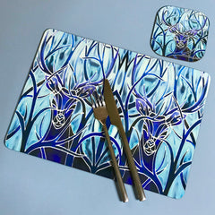 Blue Stags Rectangular Table Mats & Coasters - Wildlife Table Mats