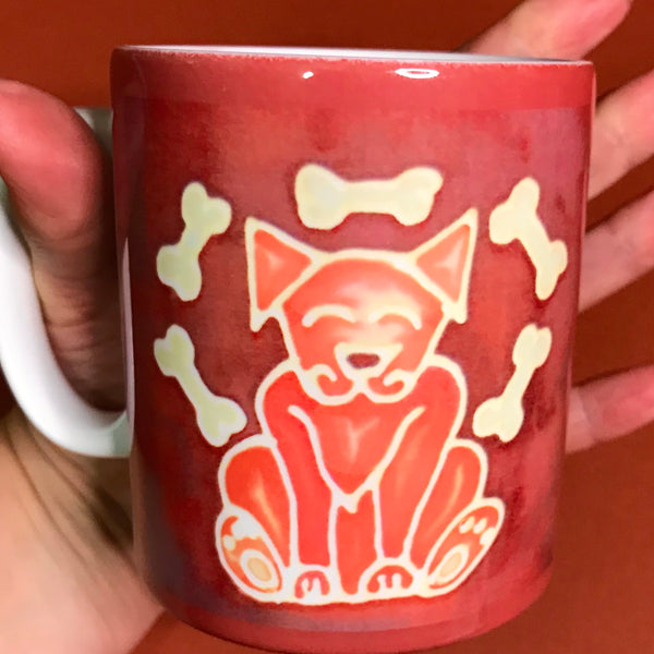 Smiley Dog and his Bones Fun Mug and Coaster box set or mug only - Russet Mug Set - Mug Gift