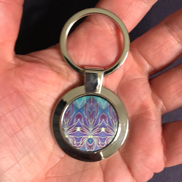 Persian Orchid Key Ring - Purple and Turkish Blue Gift for Her - Present for Mum