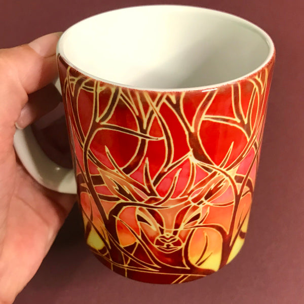 Stag Mug and Coaster box set or mug only - Red Mug Set - Wild Stag Mug Gift