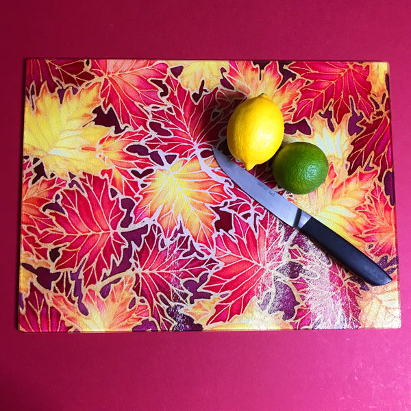Maple Leaves red glass chopping boards - Placemats & Coasters - red yellow table mats