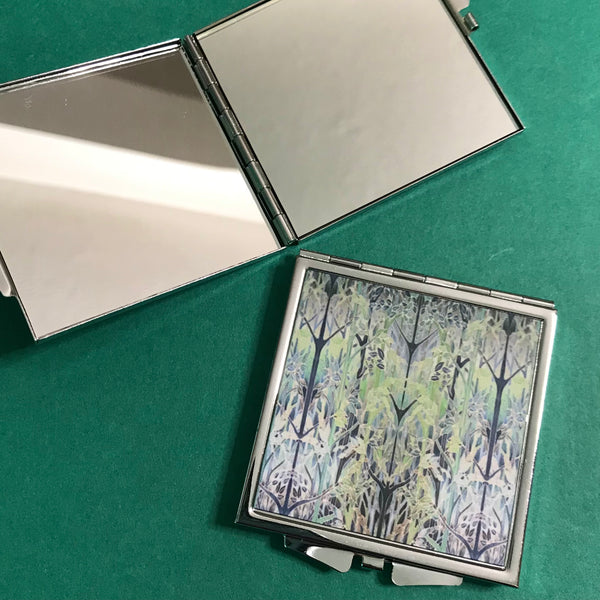 Forest Meditation Pocket Mirror - Cool Green Handbag Mirror - Gift for Her
