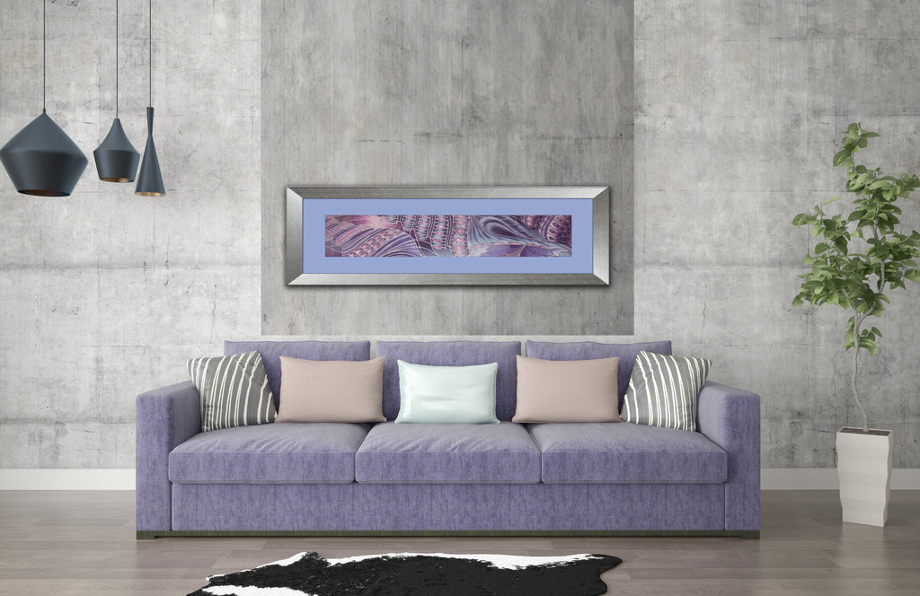 SOLD Pale Blue Pink Charcoal Contemporary Shells Original Silk Paintin ...