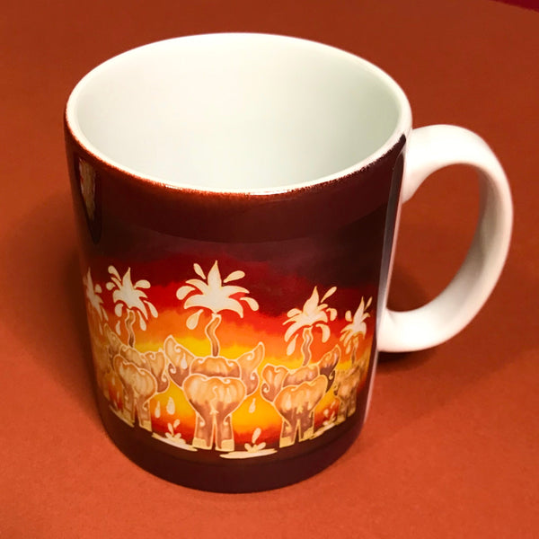 Elephant Mug and Coaster box set or mug only - Red Mug Set - Elephant family Mug Gift