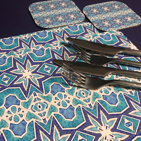 Ice Star Nordic Style High Quality Table Mats -  Blue Aqua White Tableware