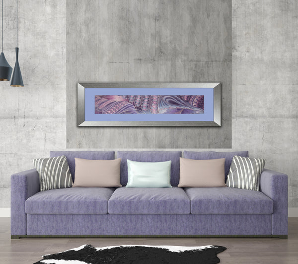 SOLD Pale Blue Pink Charcoal Contemporary Shells Original Silk Painting - Hand-Painted Silk Art