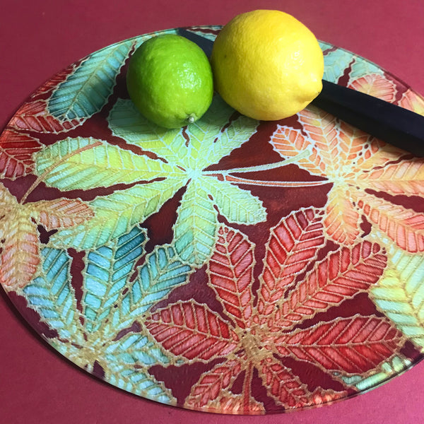 Horse Chestnut Leaves Placemats - green rust table mats & coasters - Leaves Chopping Board